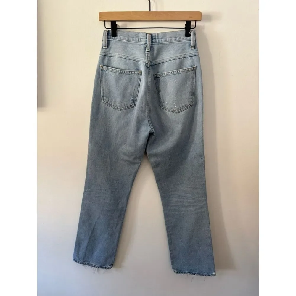 AGOLDE High-Rise Straight Leg Jeans in Light Blue 25